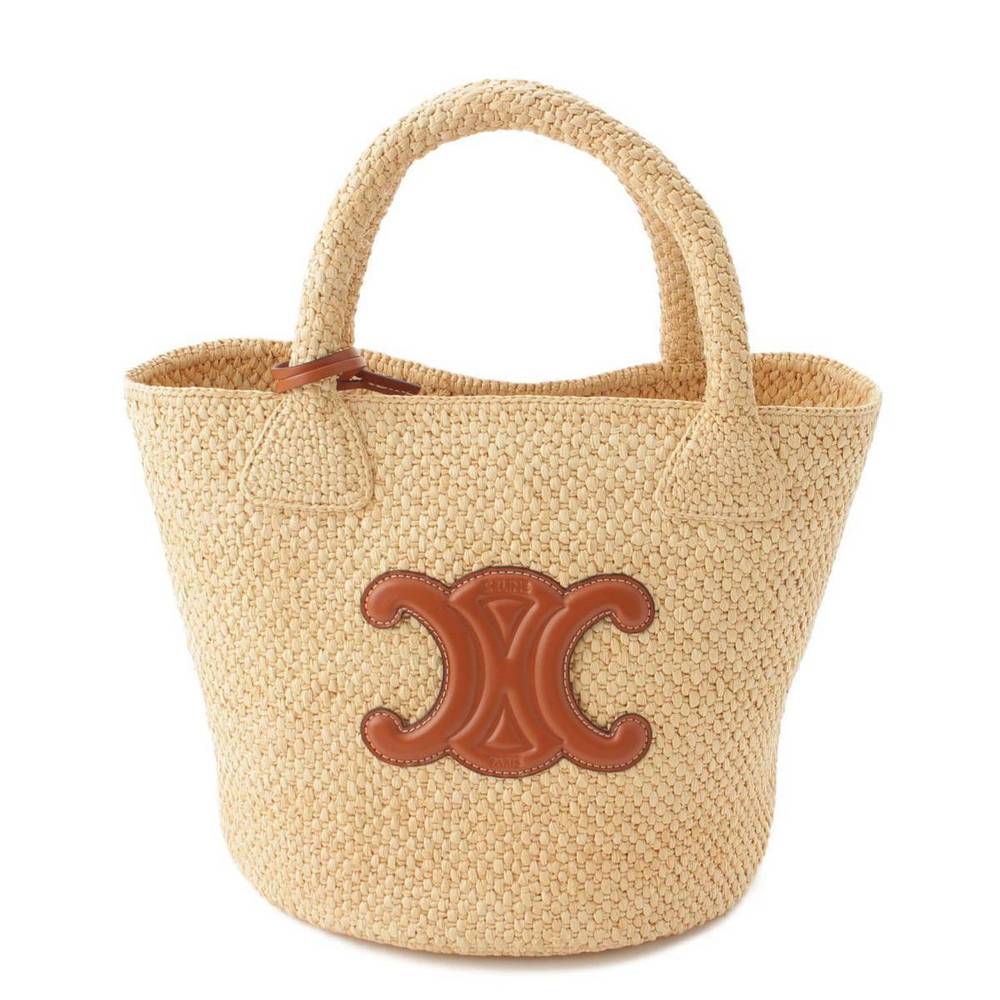 Celine Classic Pannier Handbag Small Tan Raffia Supple Triomphe